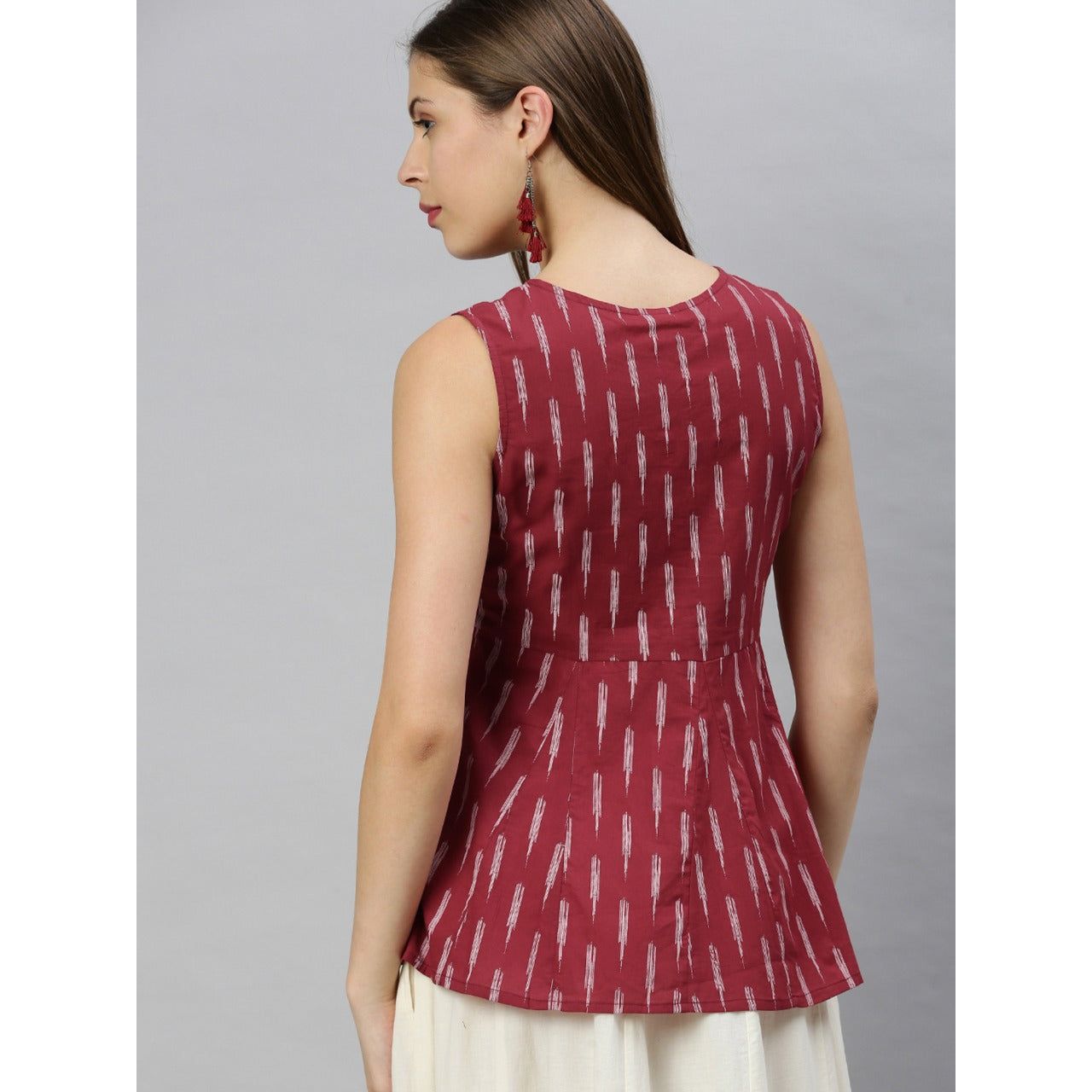 Sleeveless Indian Tunic Top/ Short Kurti Red