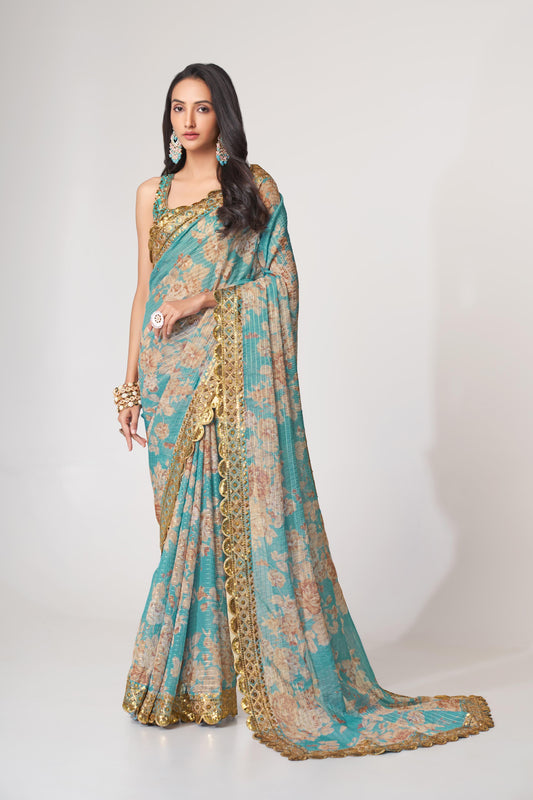 Ready to wear floral saree