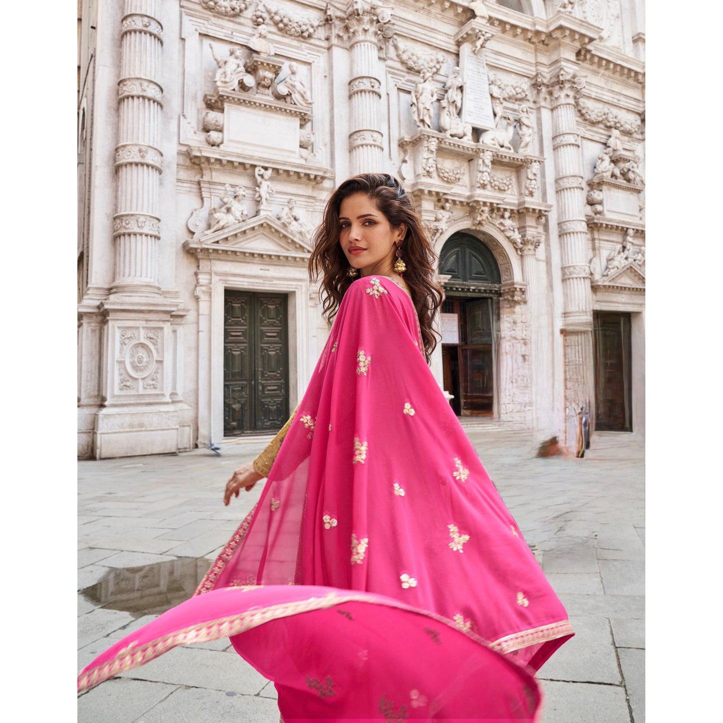 Designer Sharara Set (3 Piece) – Viscose Jacquard Silk & Real Georgette