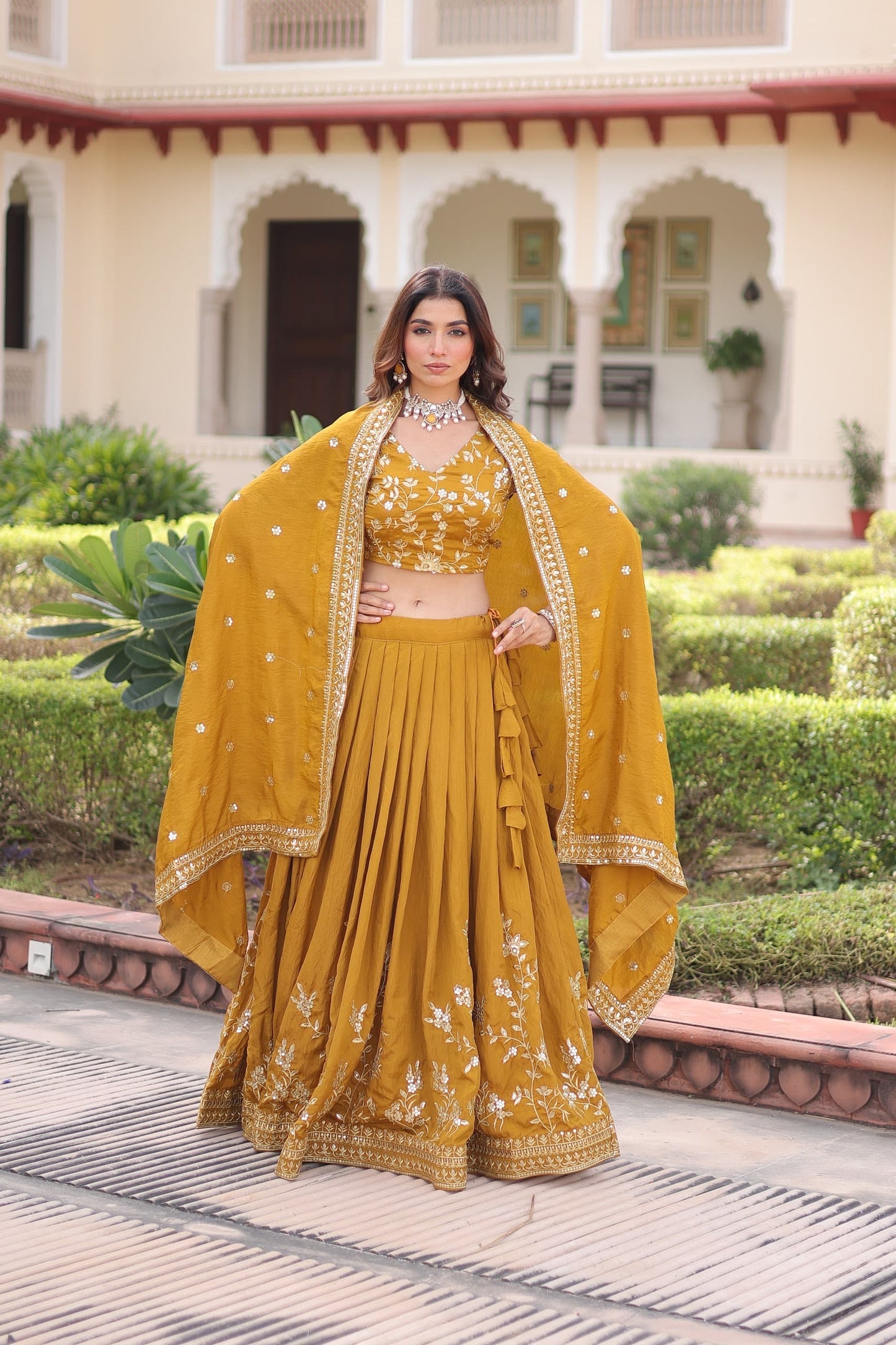 Silk Lehenga Choli (Purple and Mustard Yellow) : Pre Order Only