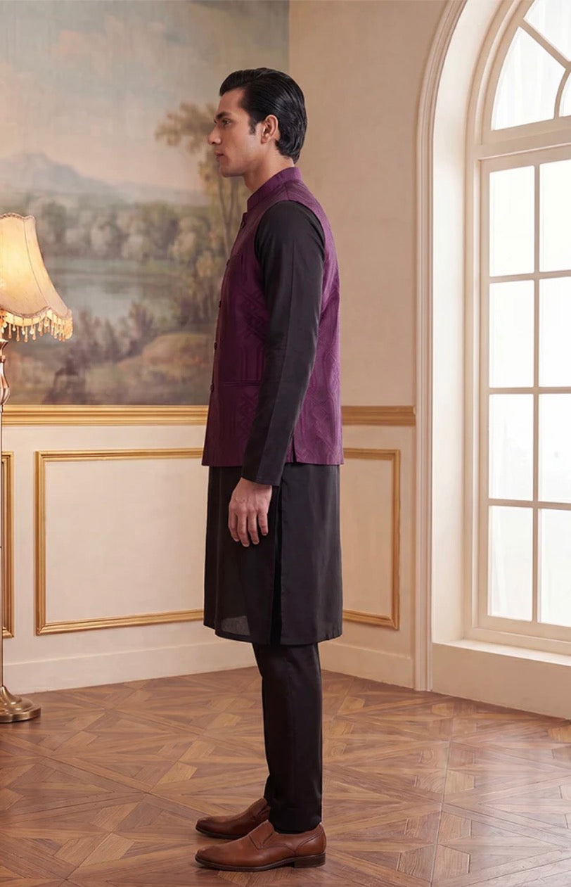 Purple Jacquard Woven Design Solid Koti