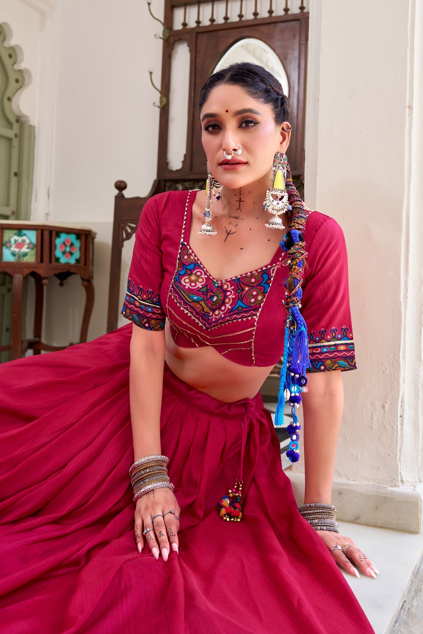 Navaratri Lehenga : Gamti Print