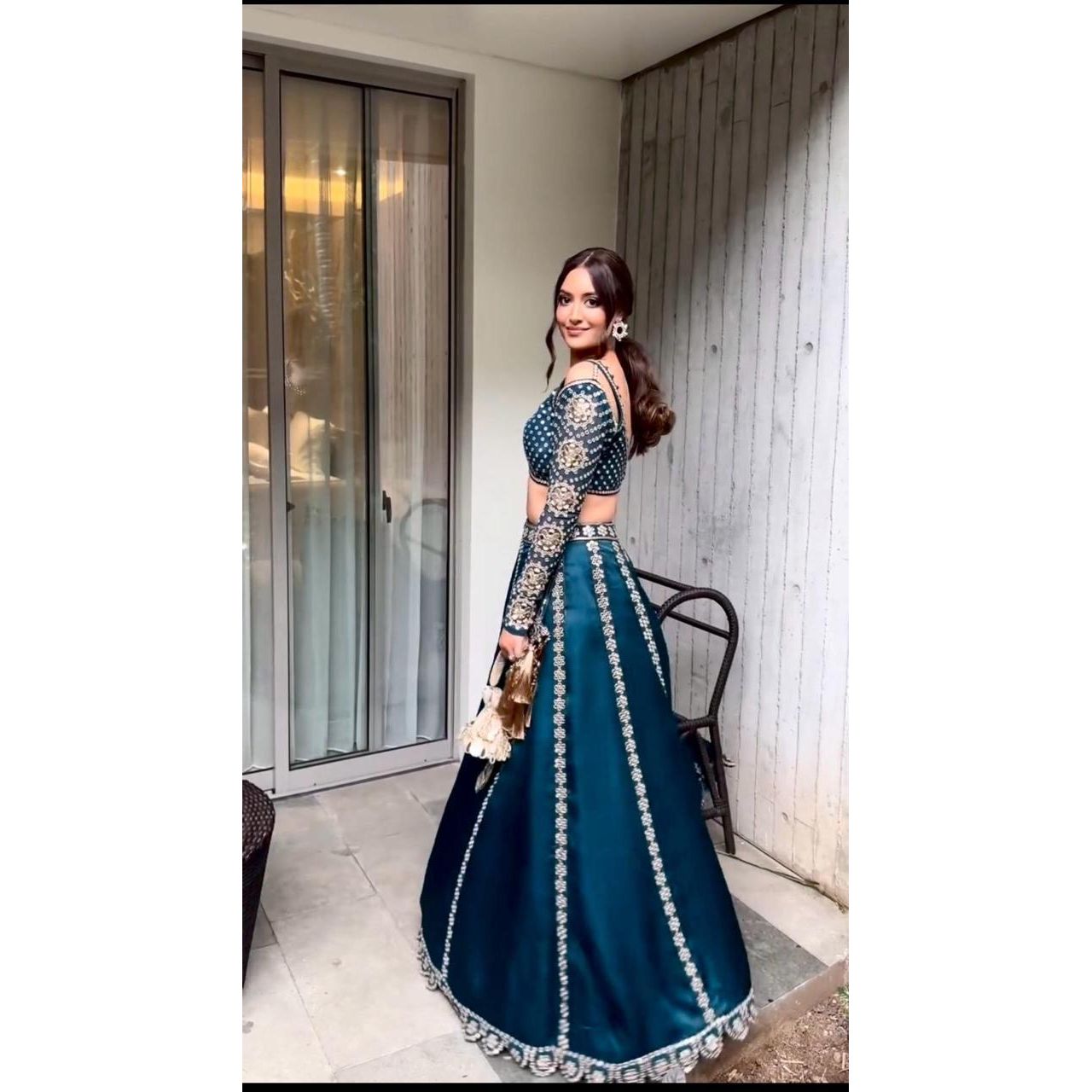 Dark Blue Lehenga with Zari and Sequence work (Pre order)