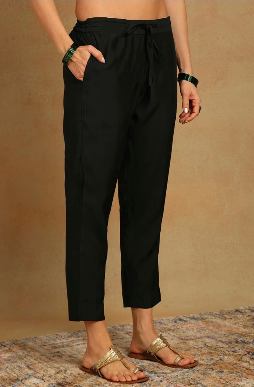 Green Chanderi Silk Solid Embroidered Straight Trousers Suit Set