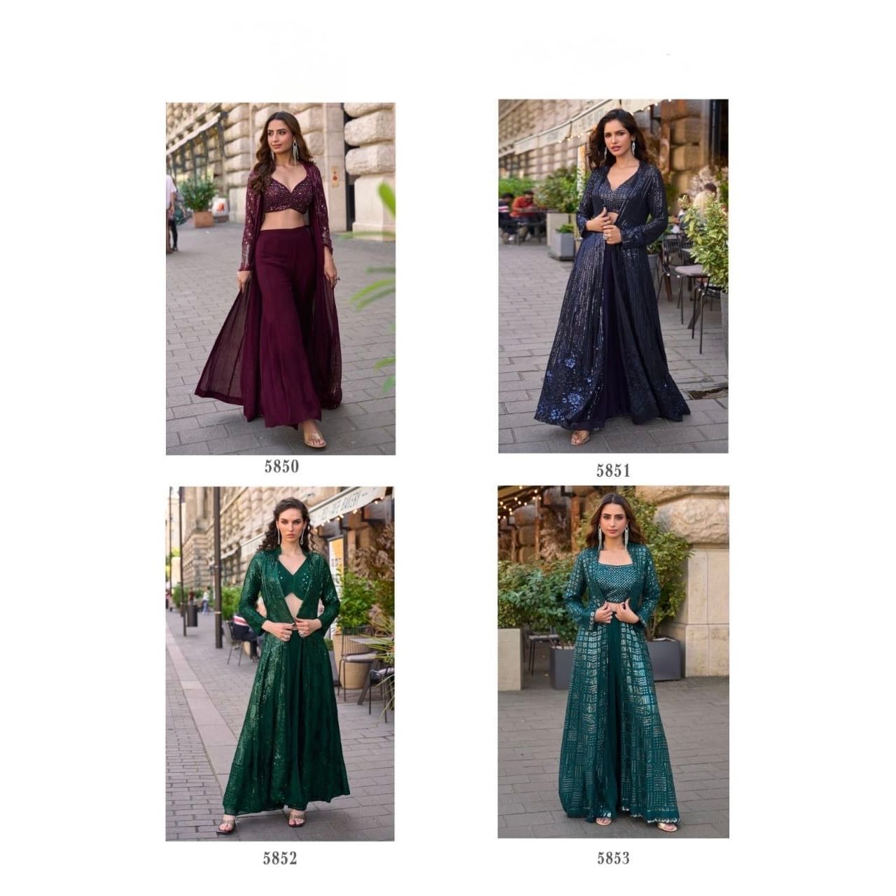 Heavy Georgette Embroidered Shrug Set with Sequin Work: Pre Order