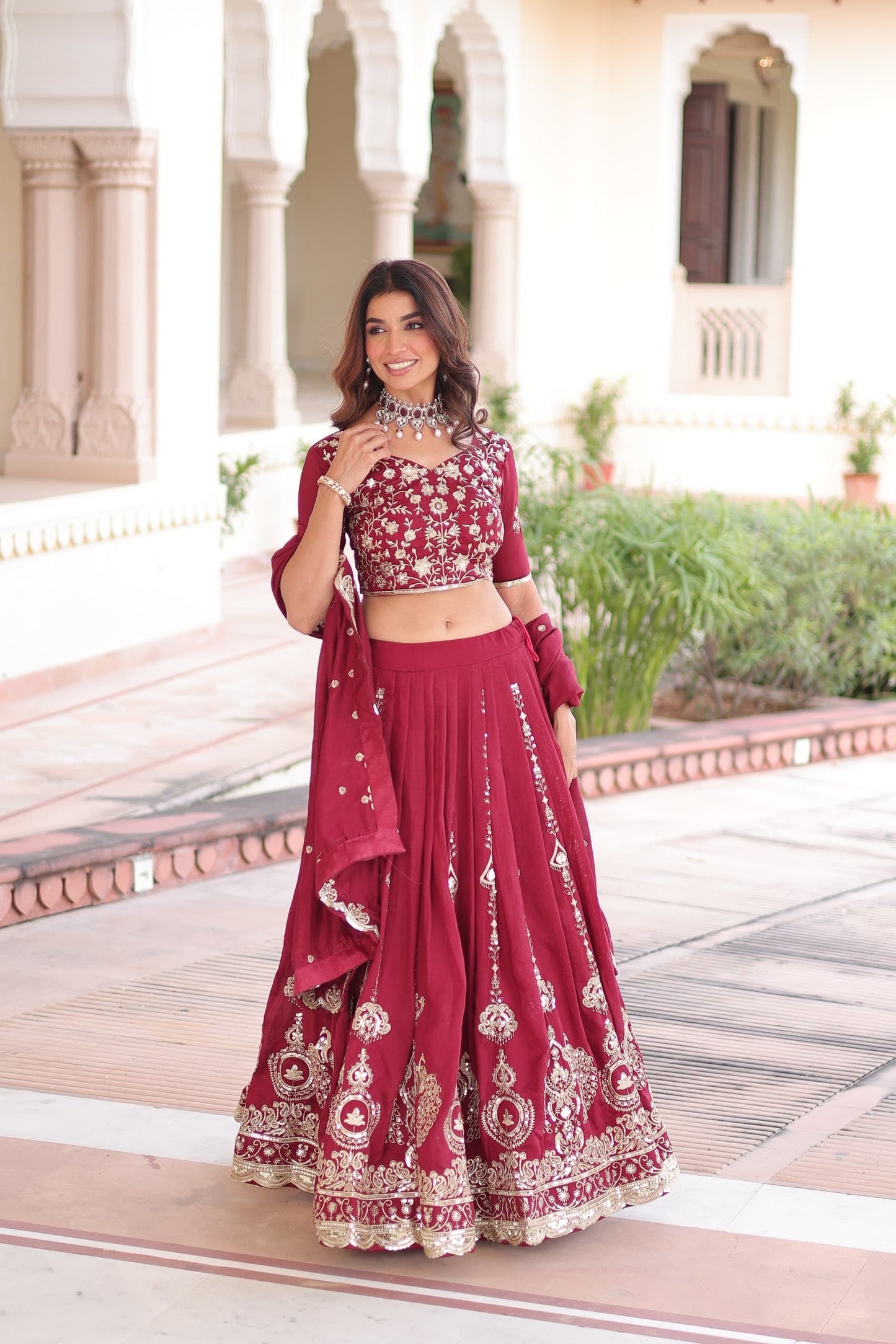 Silk Lehenga Choli Set (Pre-Order Only) :Red