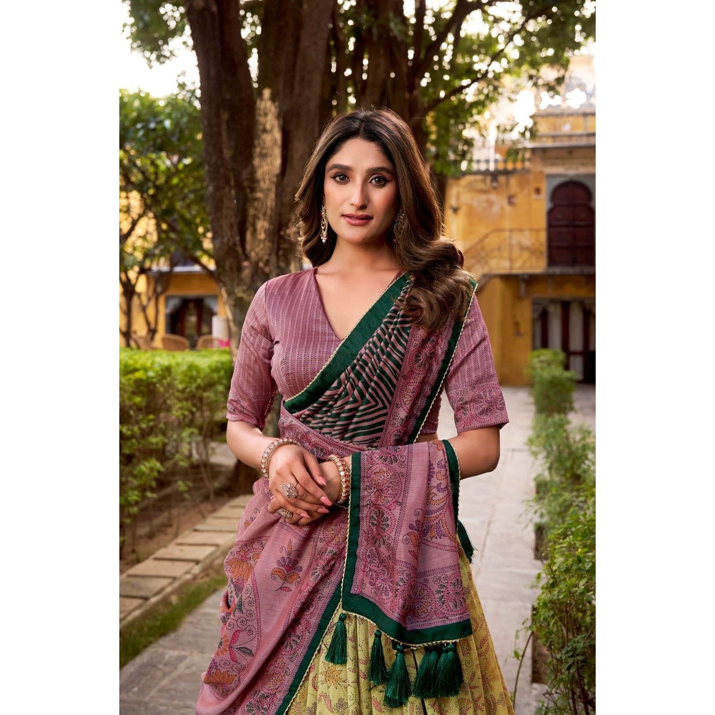 Lehenga Choli – Vichitra Silk Printed Set: PRE ORDER ONLY