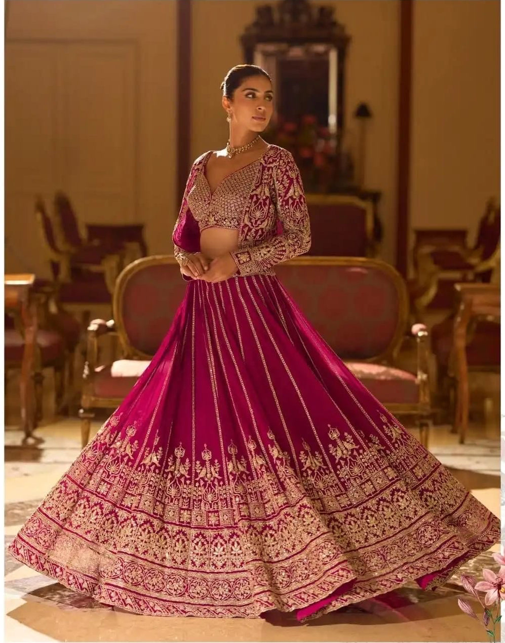 Designer Georgette Lehenga Set with Embroidered Shrug