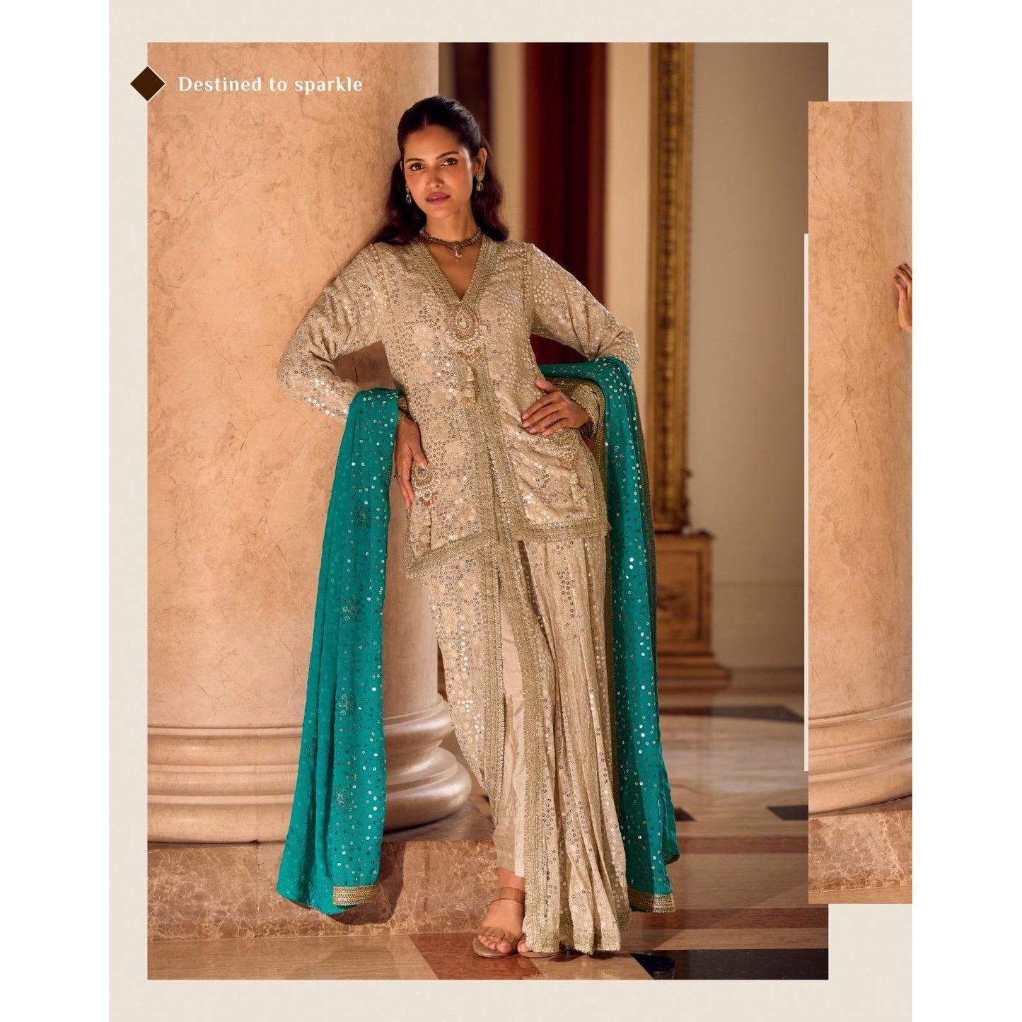 Swarowski Embroidered Georgette Suit Set (3 Piece) Pre Order