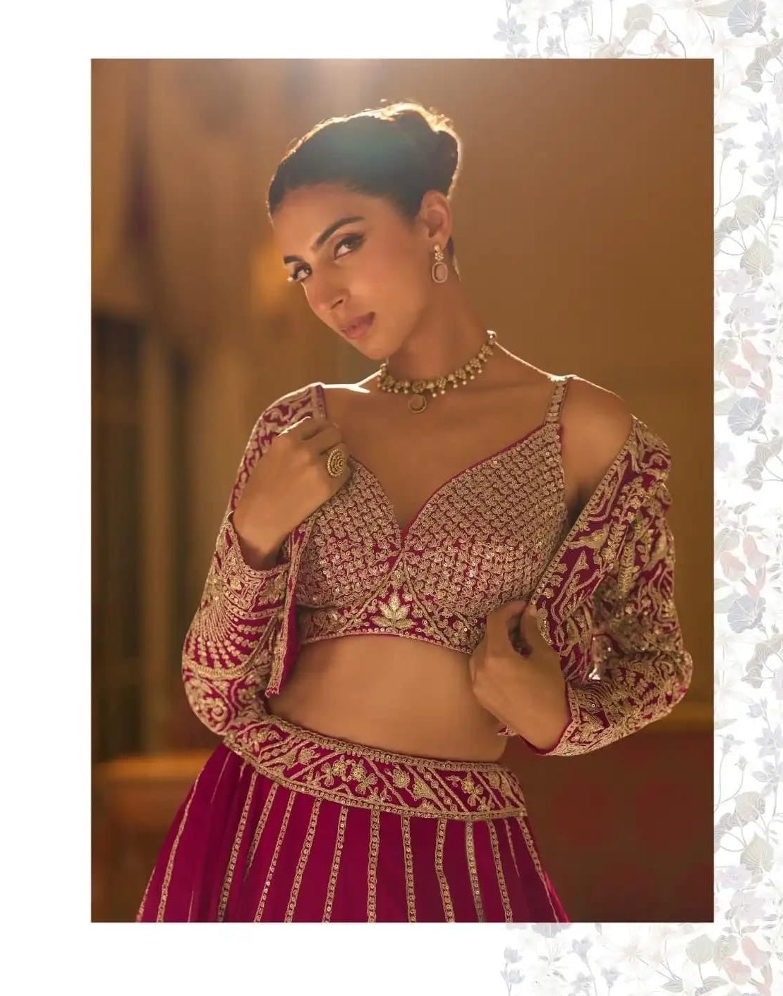 Designer Georgette Lehenga Set with Embroidered Shrug