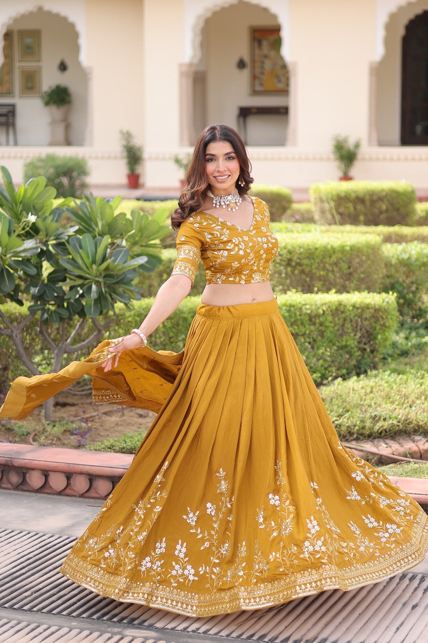 Silk Lehenga Choli (Purple and Mustard Yellow) : Pre Order Only