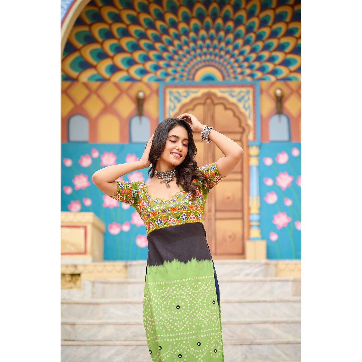 Kurti with Katchi Gamthi work