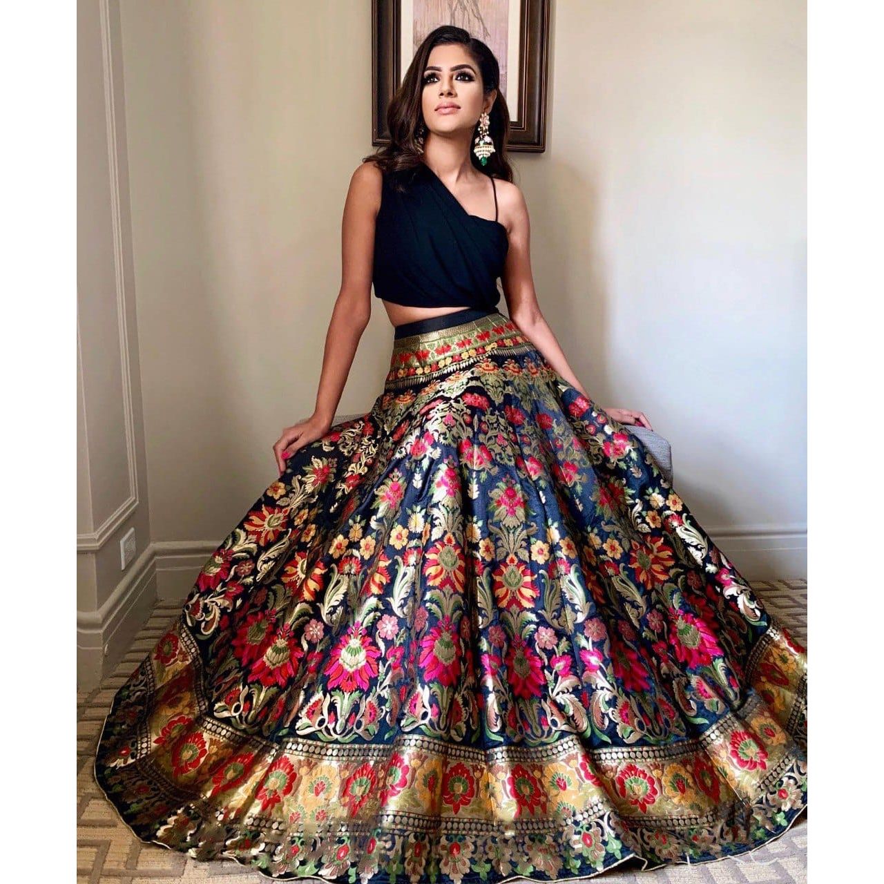 Banarasi Co-ord Set Lehenga – Black