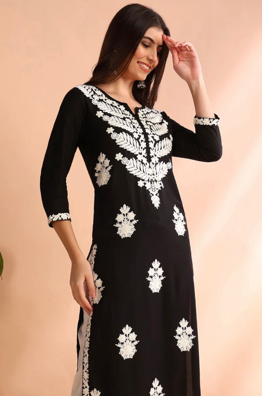 Black Chikankari Kurta