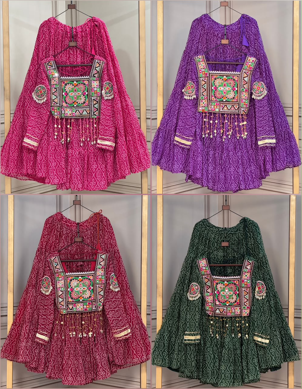 Garba Glow – Bandhani Print Lehenga Choli with Kutchi Patchwork