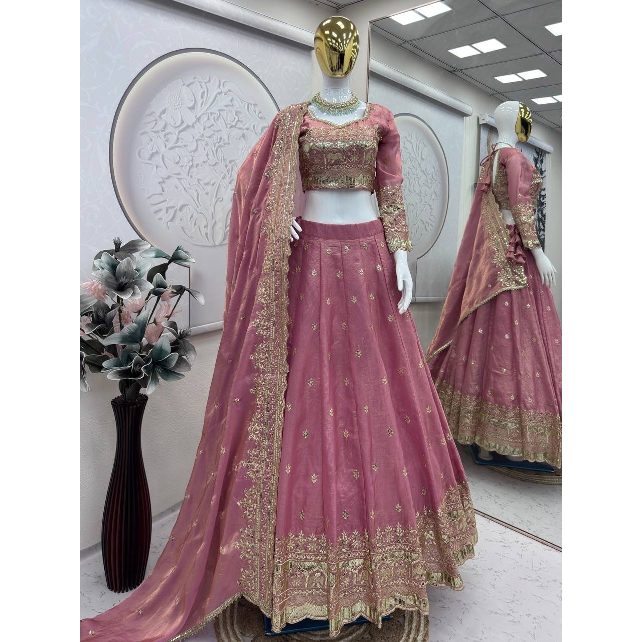 Designer Party Wear Lehenga Choli Set – Heavy Embroidery & Sequins Work: Pre Order