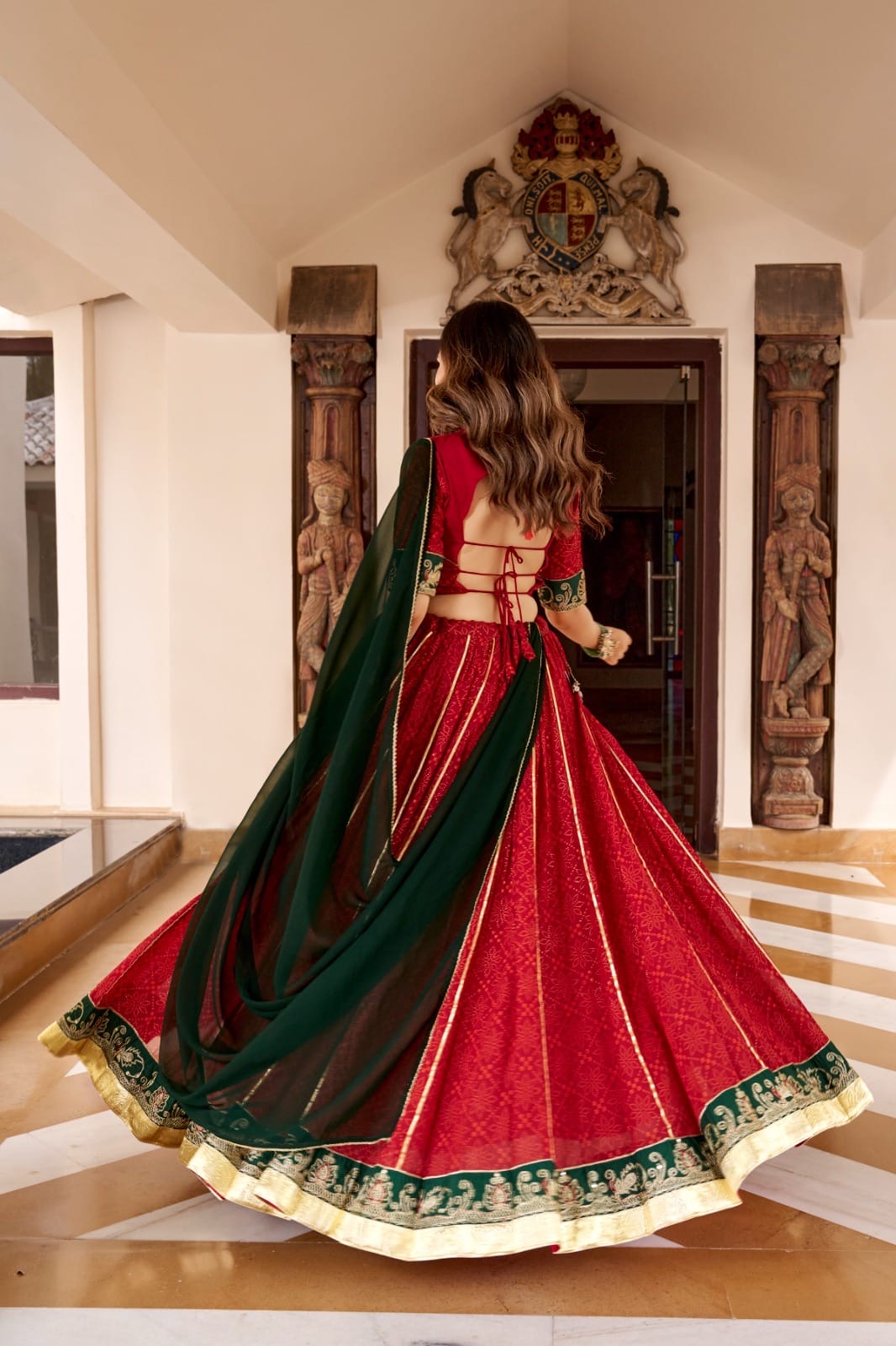 Navaratri Lehenga : Bandhej Print