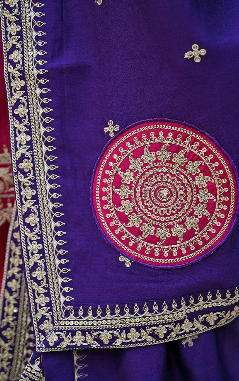 Pink Silk Blend Solid Embroidered Kurta Set