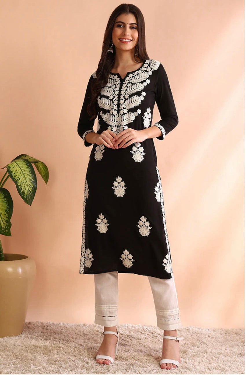 Black Chikankari Kurta