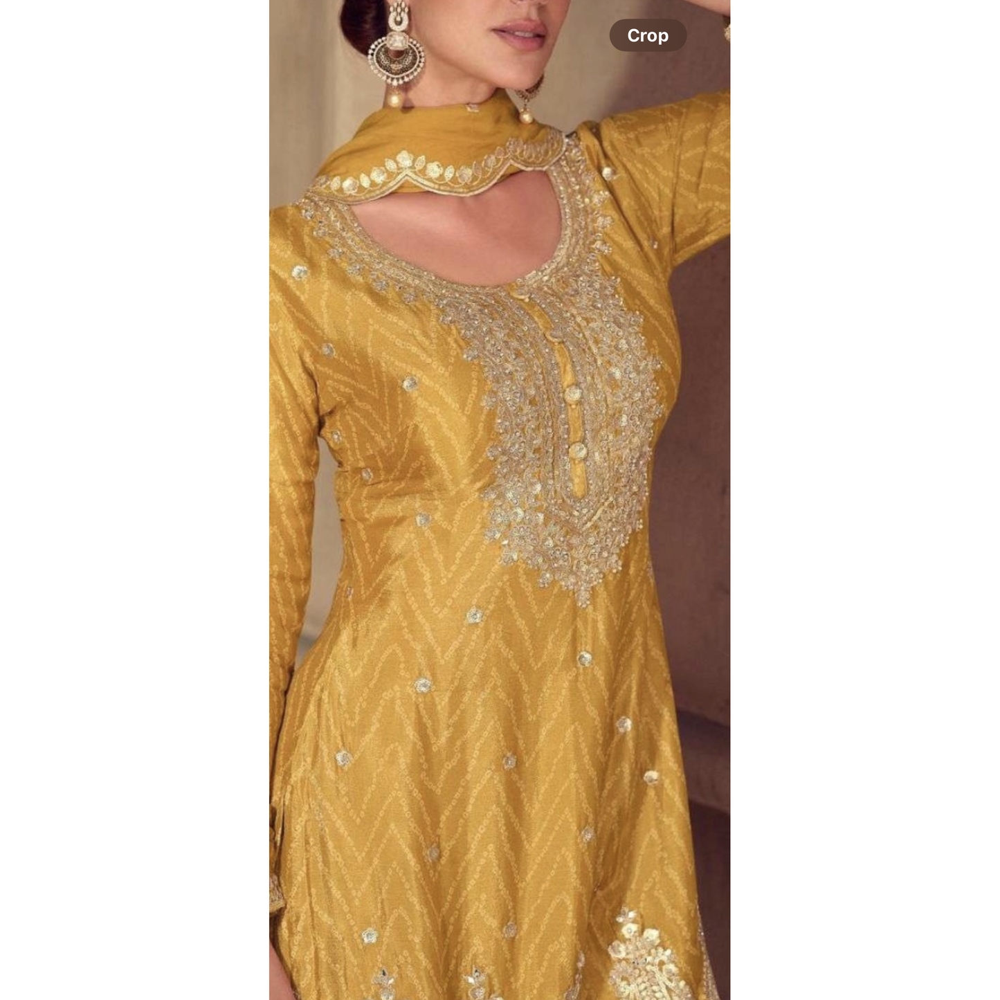 Golden Glow – Mustard Yellow Real Chinon Embroidered Set