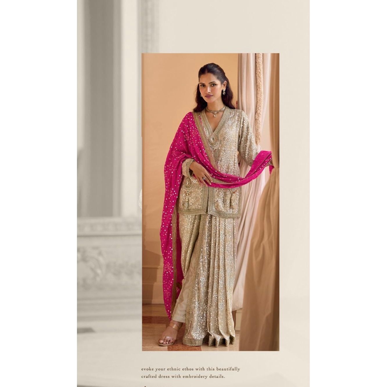 Swarowski Embroidered Georgette Suit Set (3 Piece) Pre Order