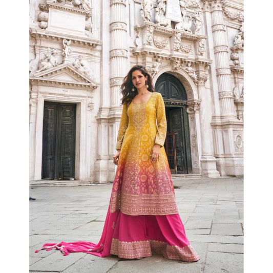 Designer Sharara Set (3 Piece) – Viscose Jacquard Silk & Real Georgette