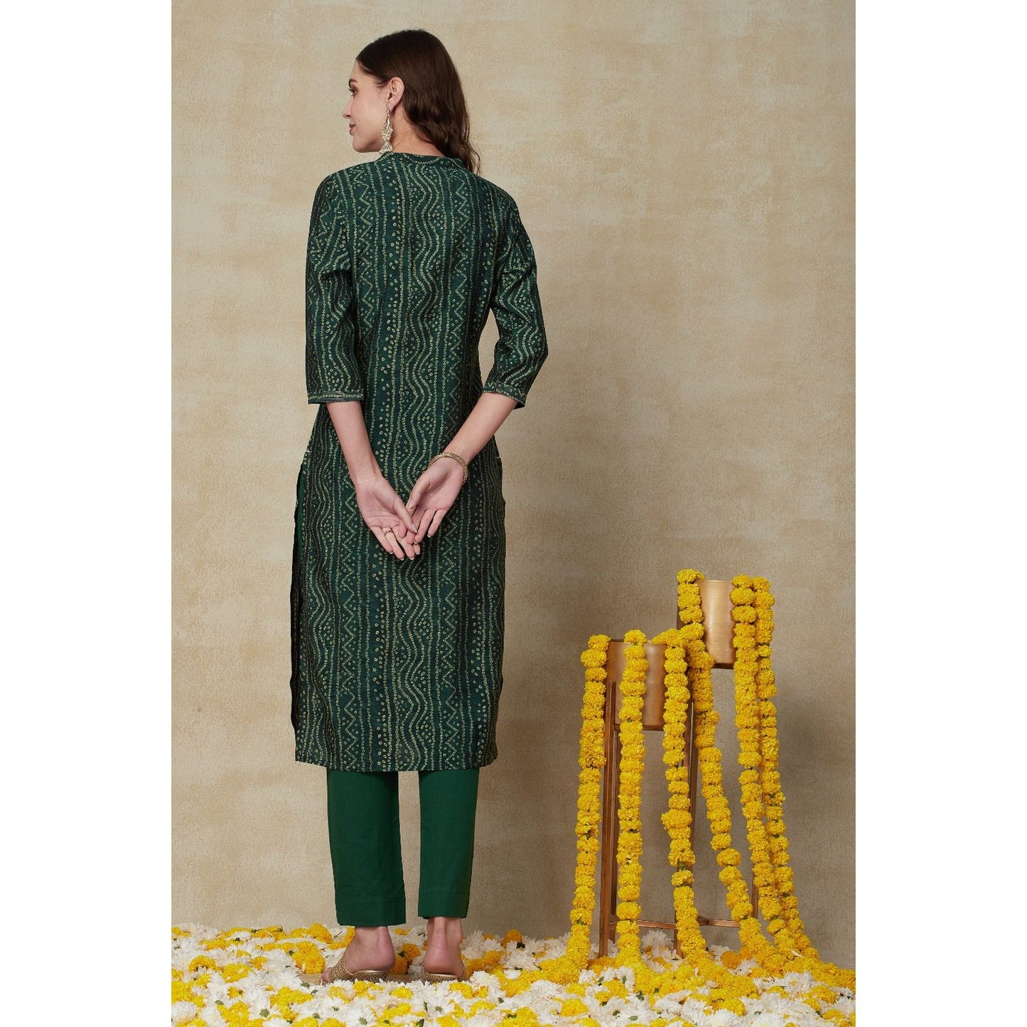 Bandhini Green Kurta Set for Women