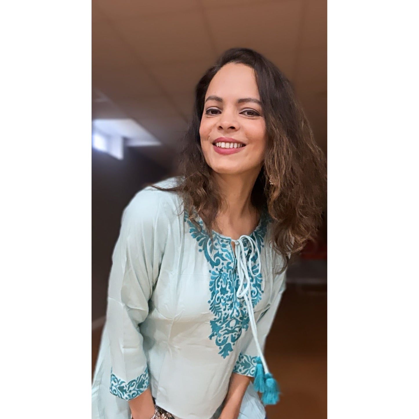 Baby Blue Short Kurti for Women