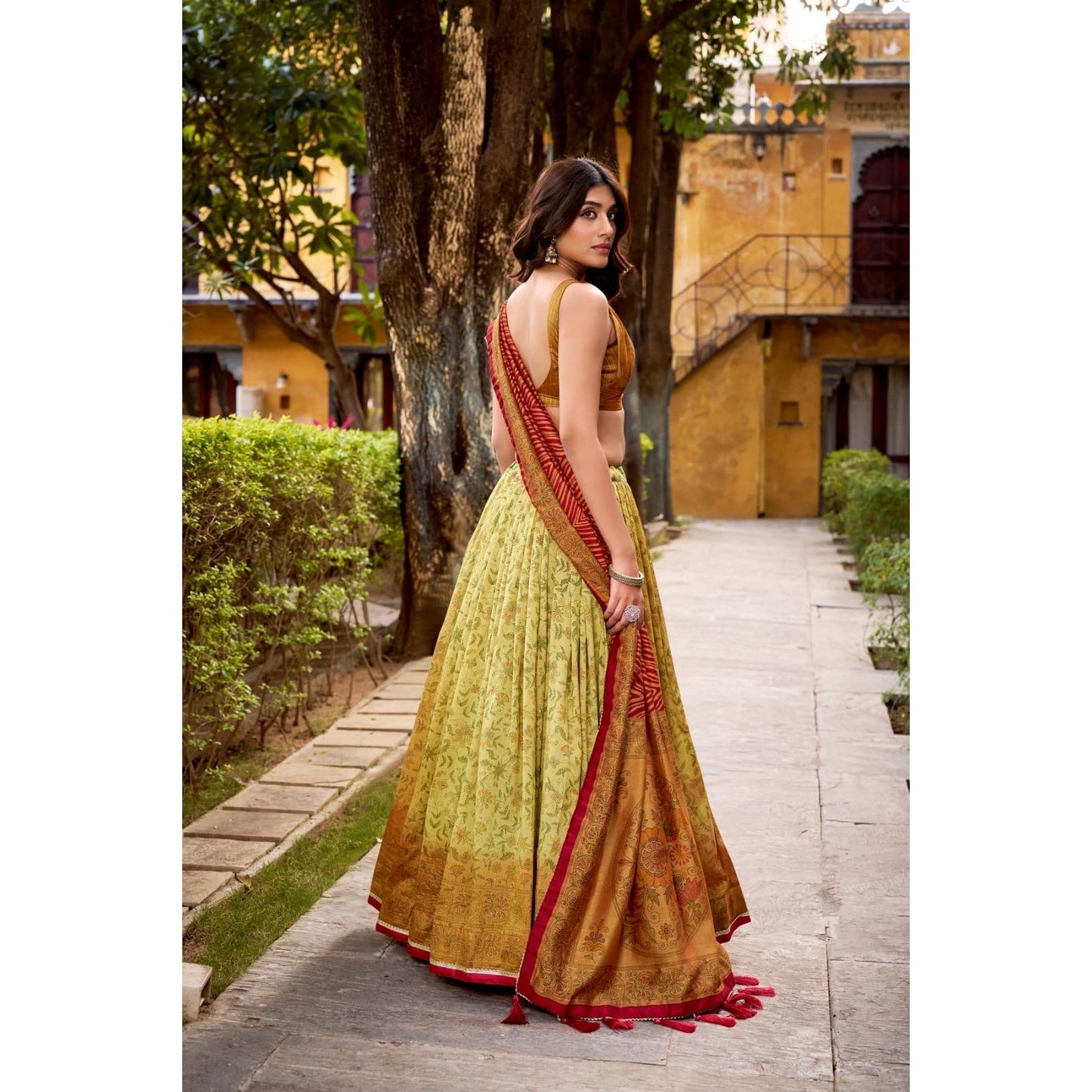 Lehenga Choli – Vichitra Silk Printed Set: PRE ORDER ONLY