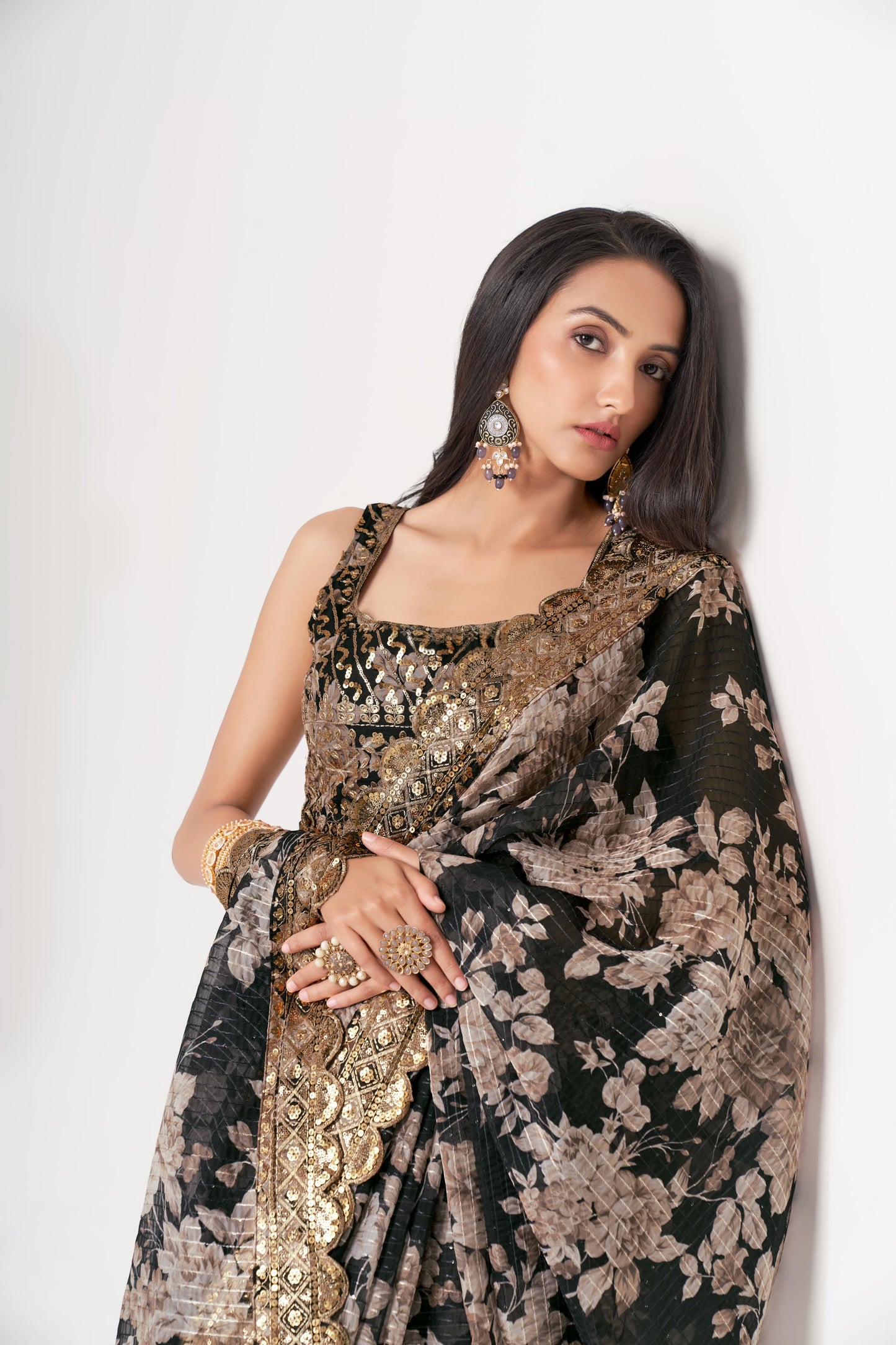 Ready to wear saree : Soft Printed Organza Saree