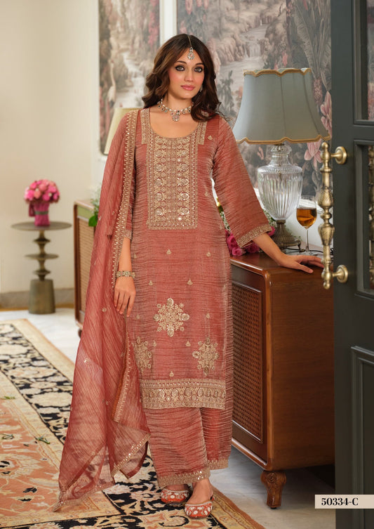 Embellished Crush Tissue Palazzo Set with Dupatta