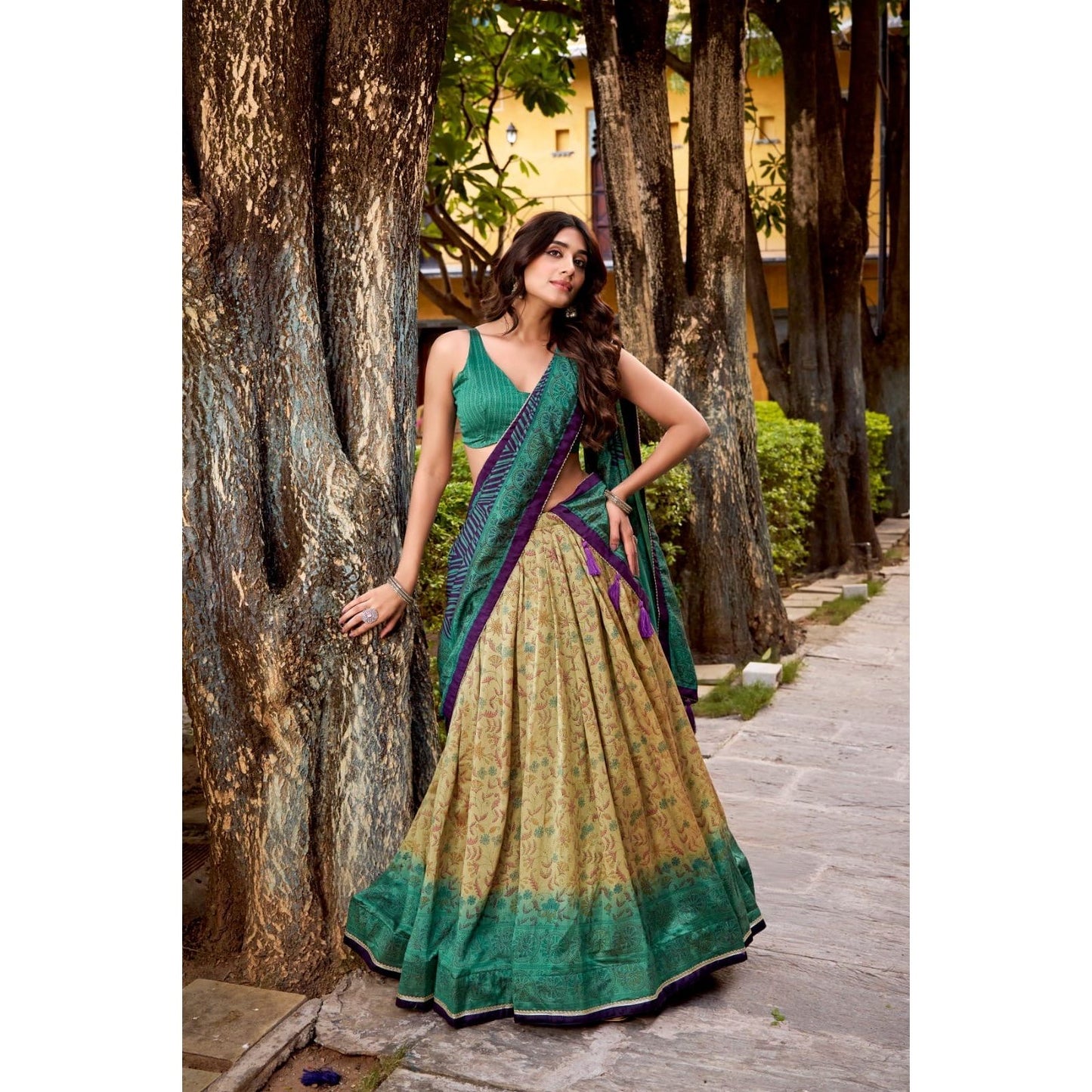 Lehenga Choli – Vichitra Silk Printed Set: PRE ORDER ONLY