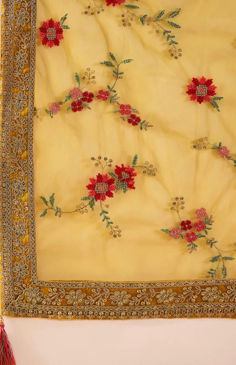 Yellow Silk Blend Kurta Set