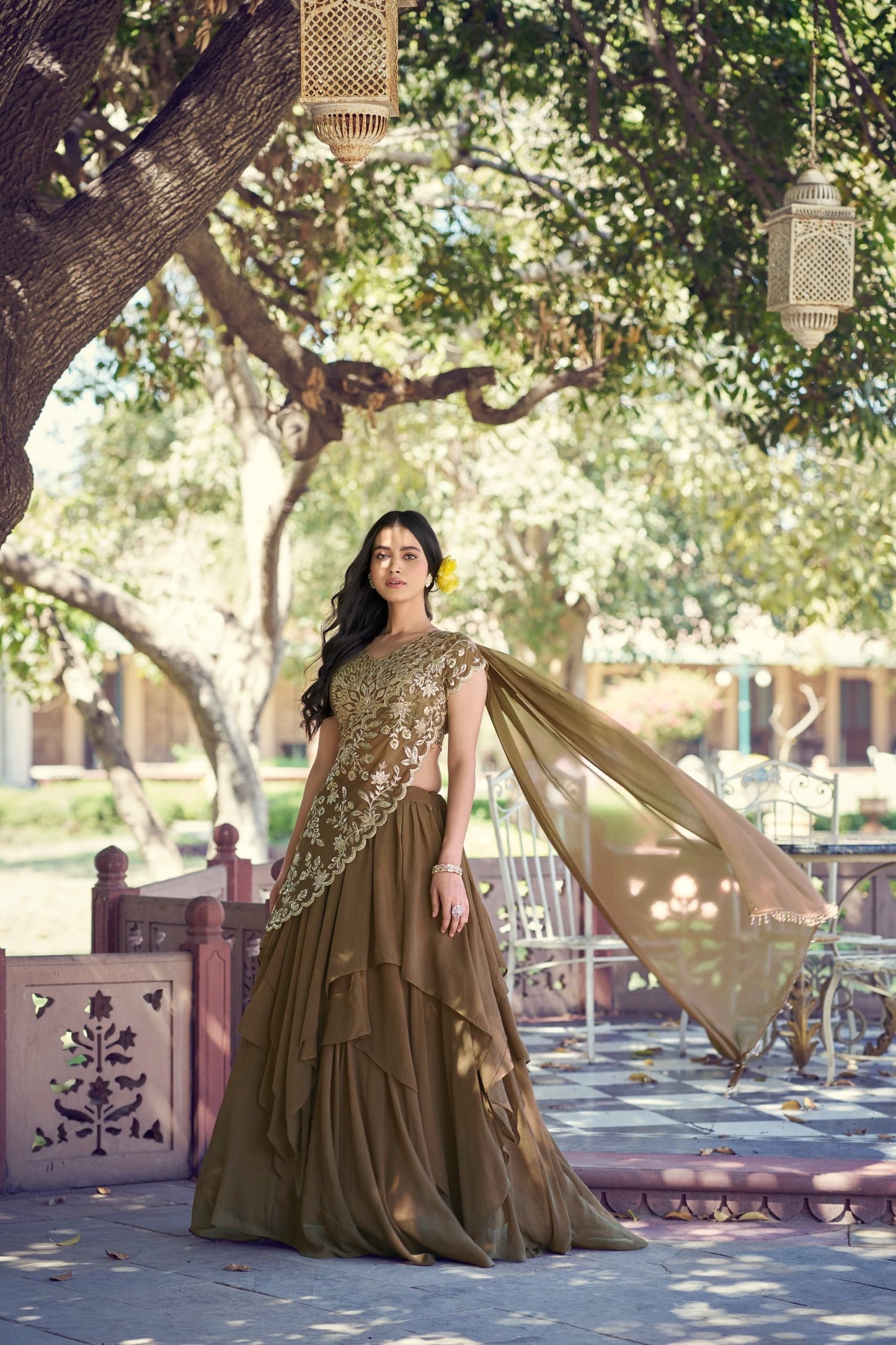 Marble Lehenga Set with Sequin & Thread Work