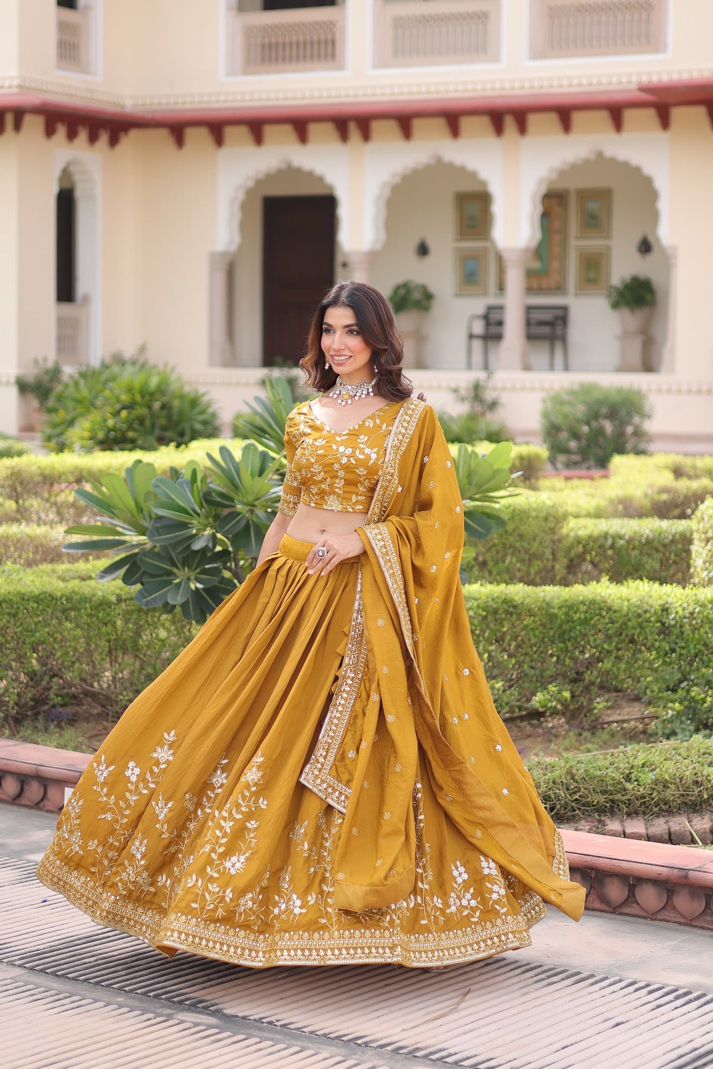 Silk Lehenga Choli (Purple and Mustard Yellow) : Pre Order Only