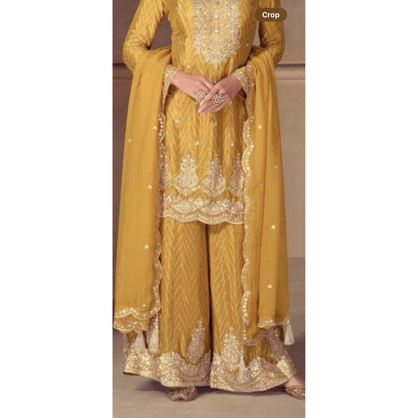 Golden Glow – Mustard Yellow Real Chinon Embroidered Set