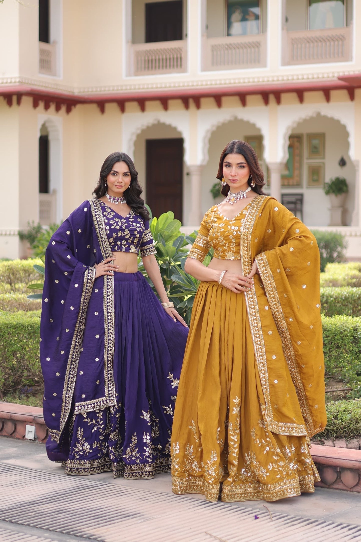 Silk Lehenga Choli (Purple and Mustard Yellow) : Pre Order Only