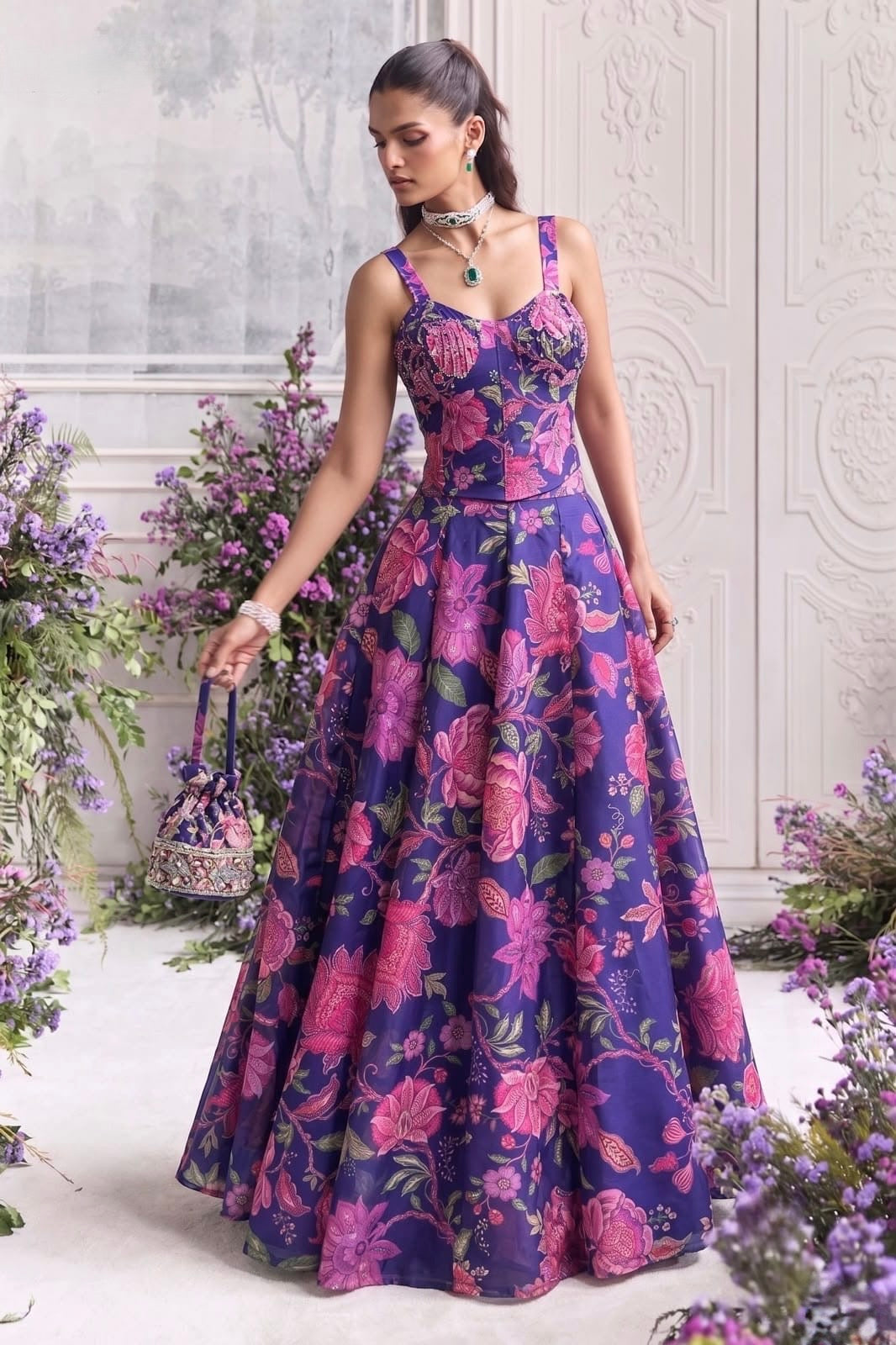 Readymade Organza Lehenga Set