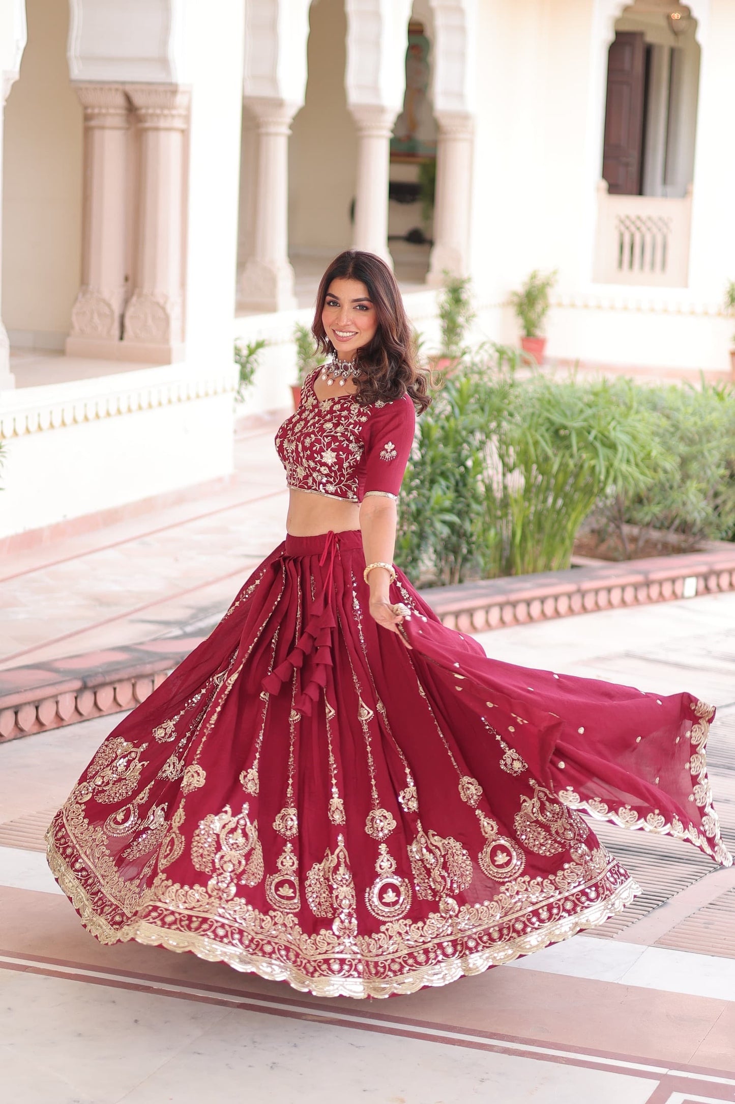 Silk Lehenga Choli Set (Pre-Order Only) :Red
