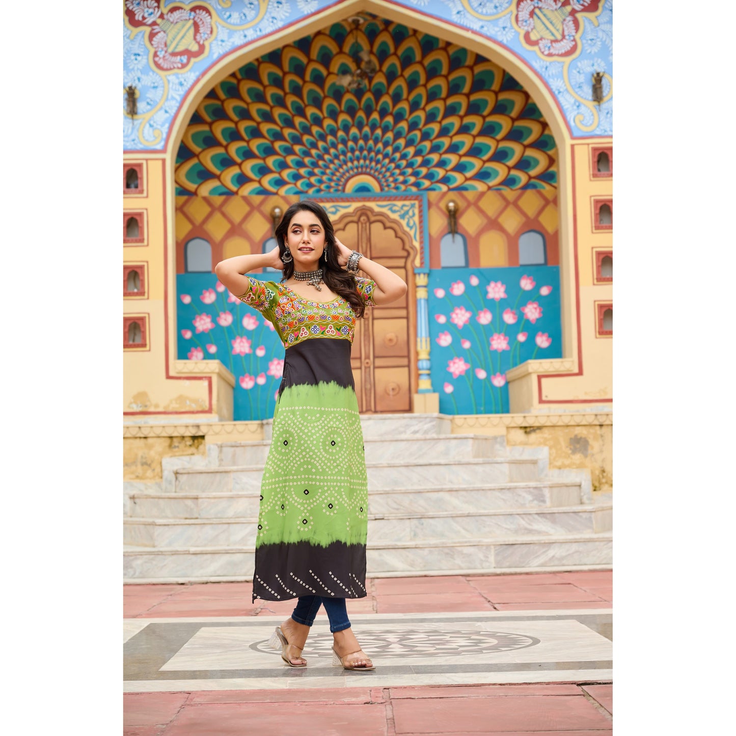 Kurti with Katchi Gamthi work