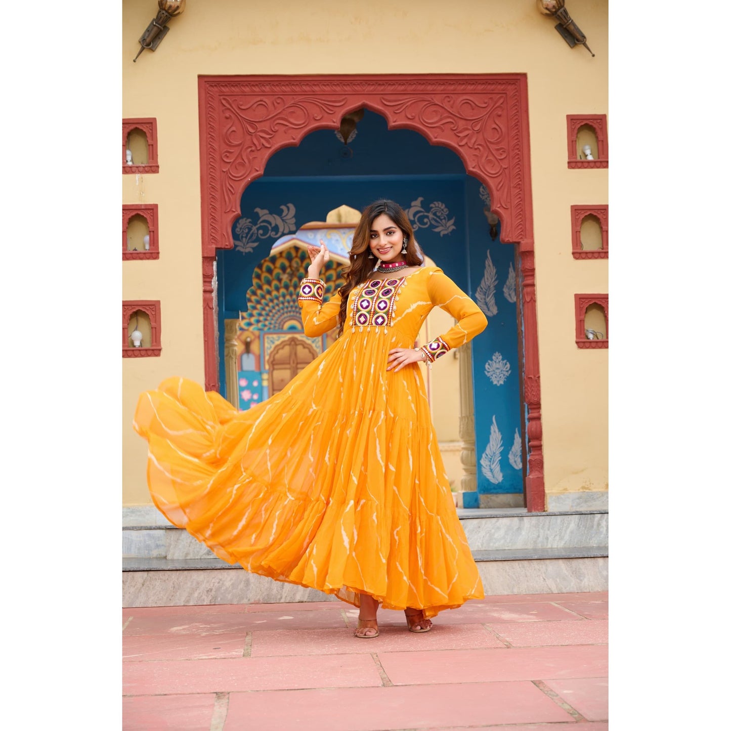Leheriya Print Gown for Navaratri