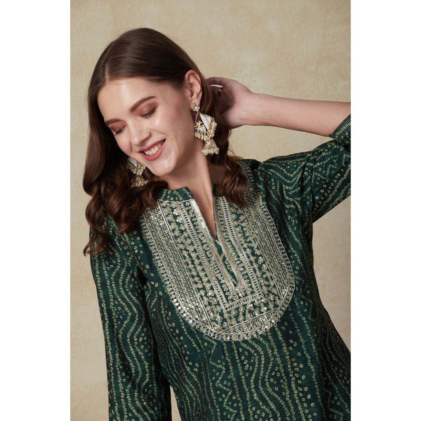 Bandhini Green Kurta Set for Women