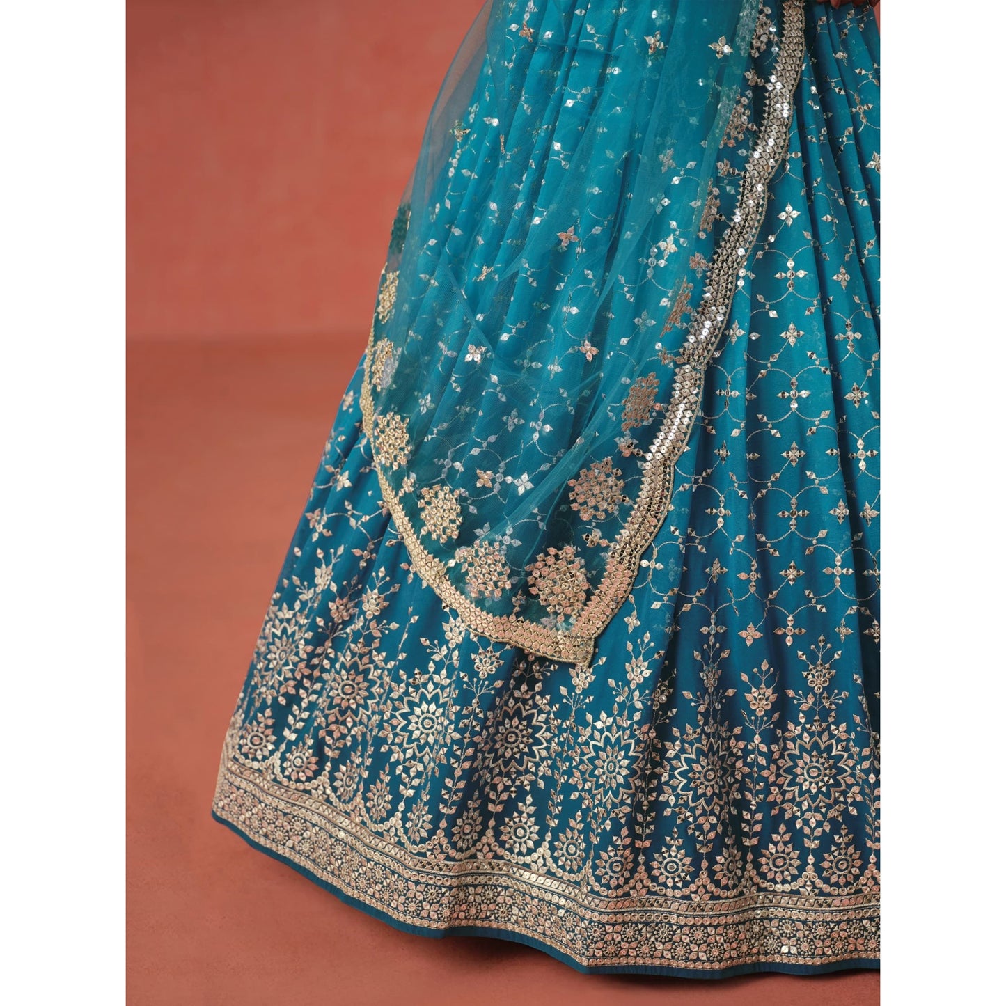 Georgette Sequins Zari Embroidered Lehenga Choli Set (Pre Order Only)