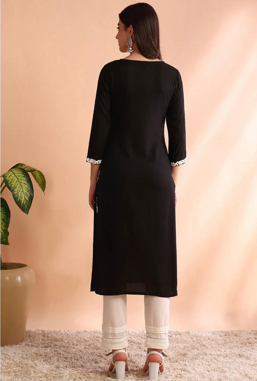 Black Chikankari Kurta
