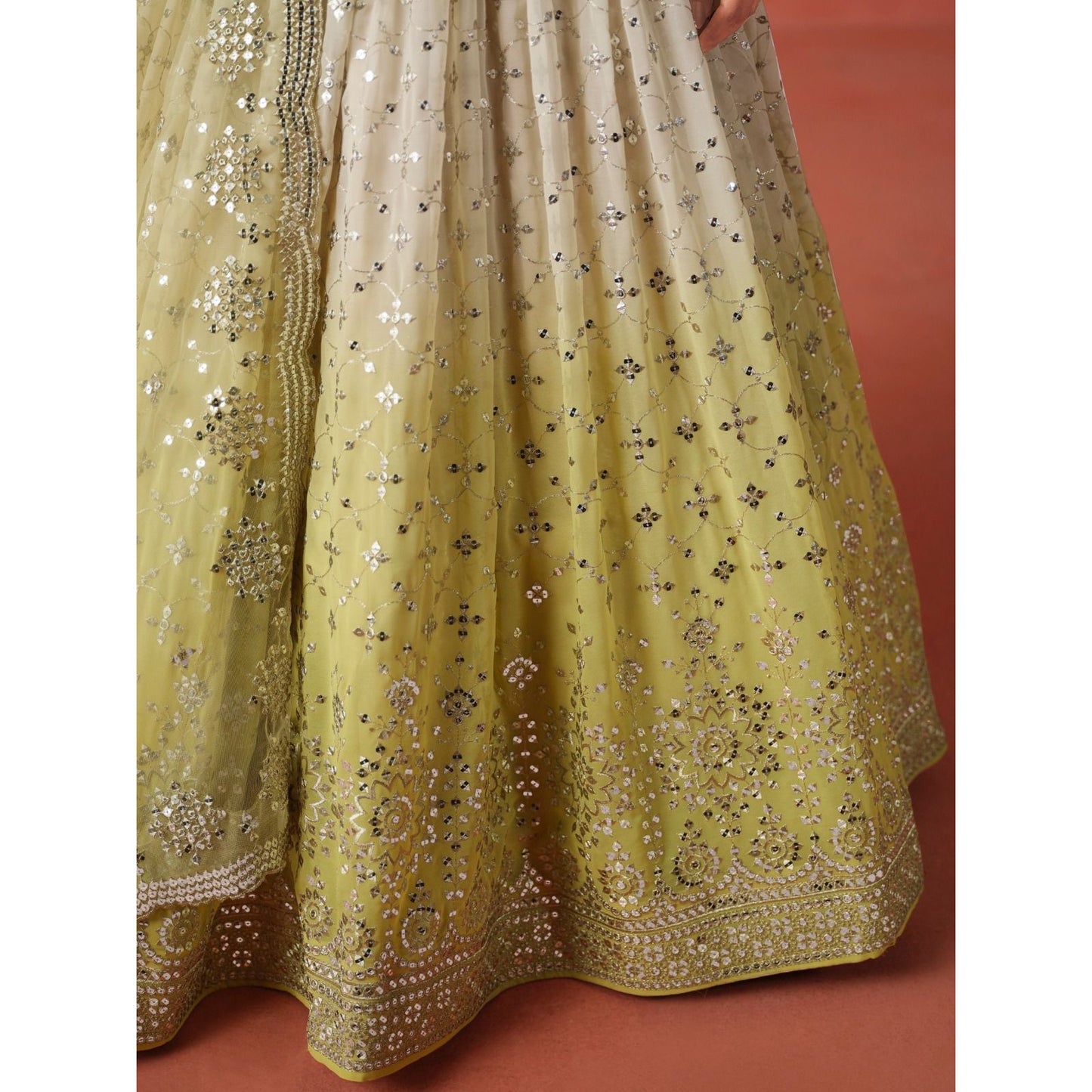 Georgette Sequins Zari Embroidered Lehenga Choli Set (Pre Order Only) Yellow