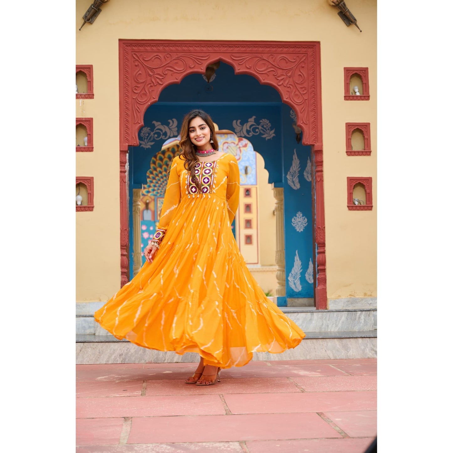 Leheriya Print Gown for Navaratri