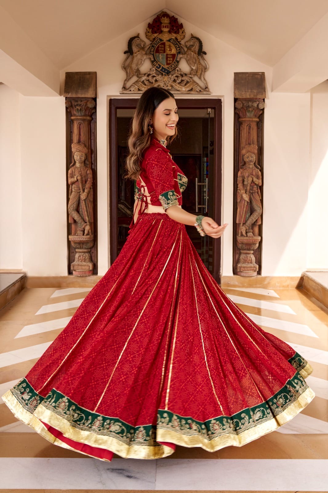 Navaratri Lehenga : Bandhej Print
