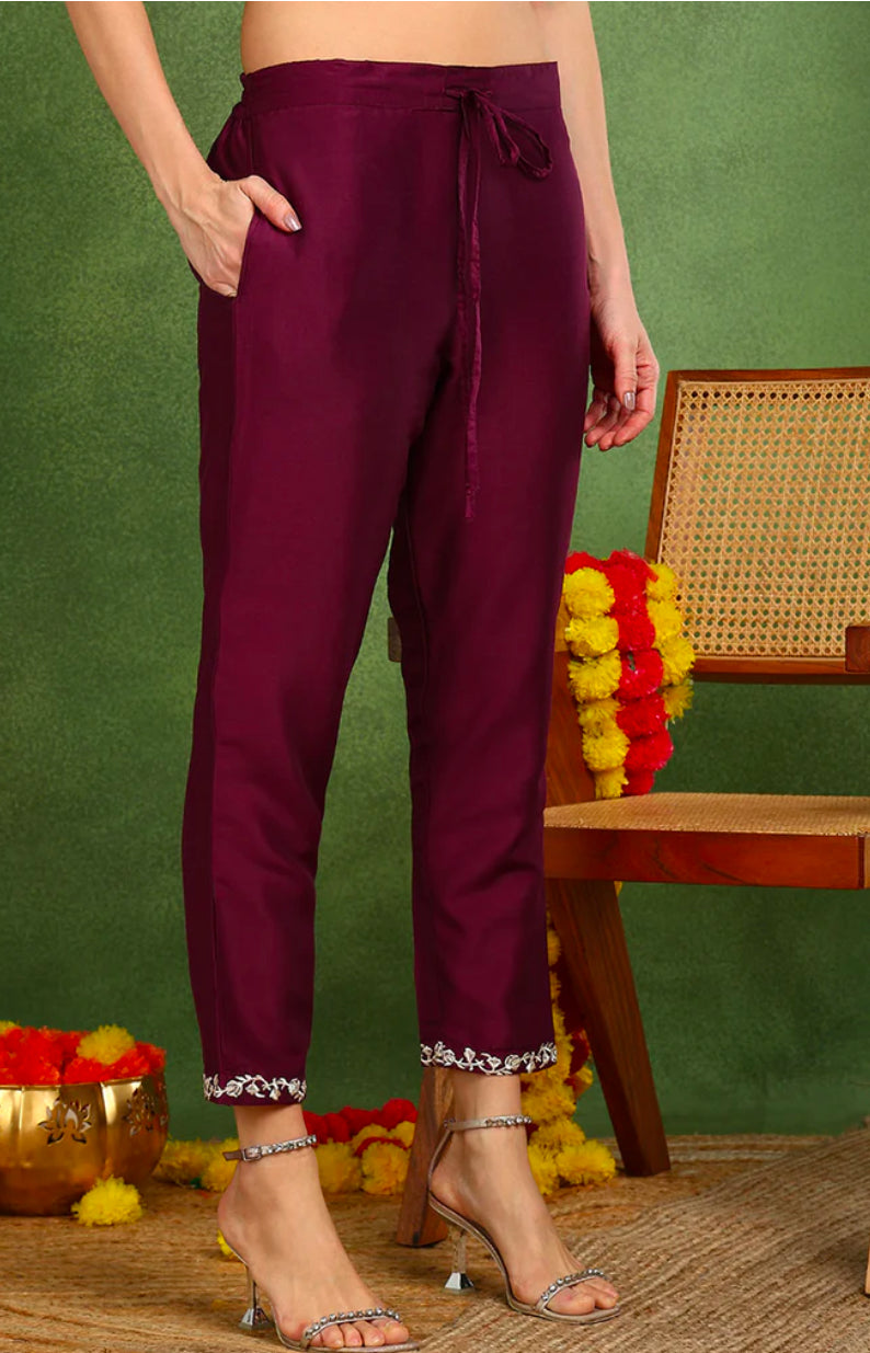 Purple Silk Blend Kurta Set