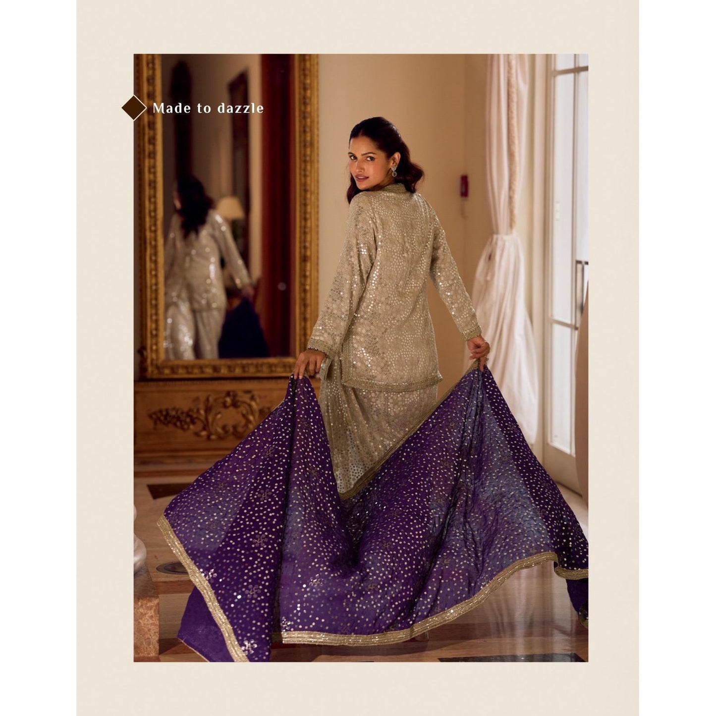Swarowski Embroidered Georgette Suit Set (3 Piece) Pre Order