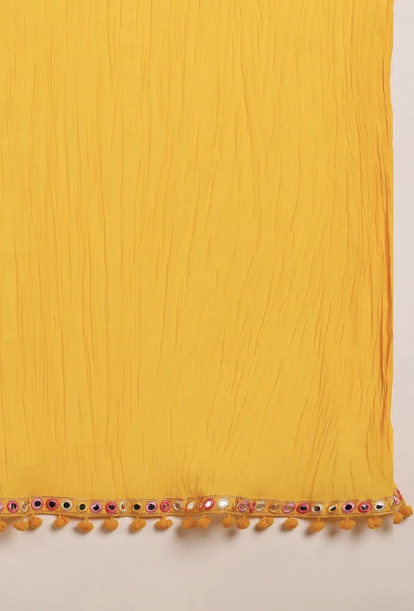 Yellow Georgette Solid Embroidered Straight Kurta Set
